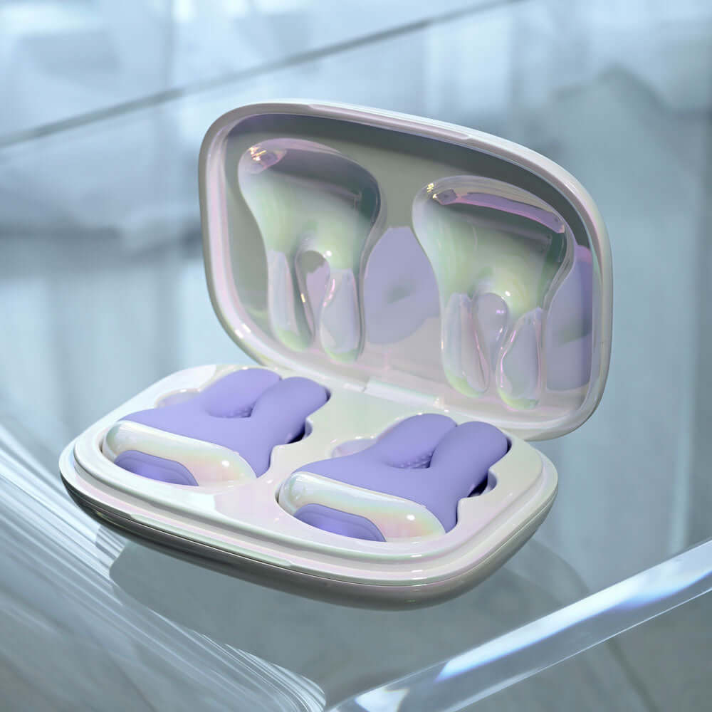 Playboy Pleasure IN A PINCH - Purple Rechargeable Vibrating Nipple Clamps with Charging Carry Case